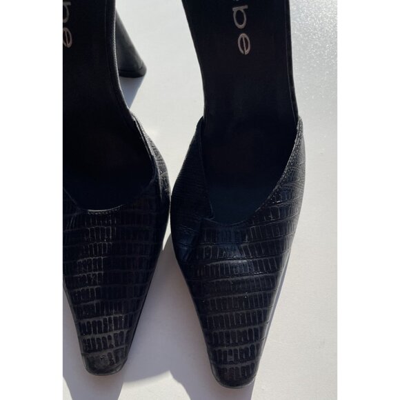 Bebe Women’s Sz 5 Black Crocodile Leather Platform Stiletto Heels Made in Spain - Picture 5 of 14